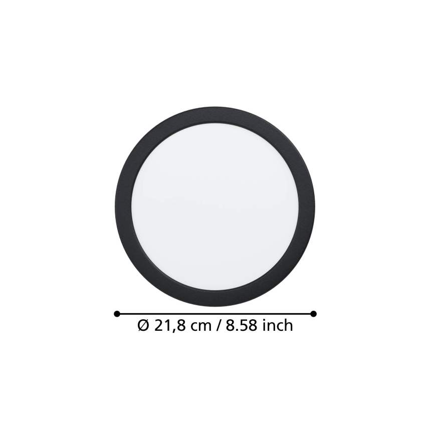 Eglo - Luminaire encastré LED, 18,5 W, 230 V, 2700/4000/6500 K, Ø 21,6 cm, noir