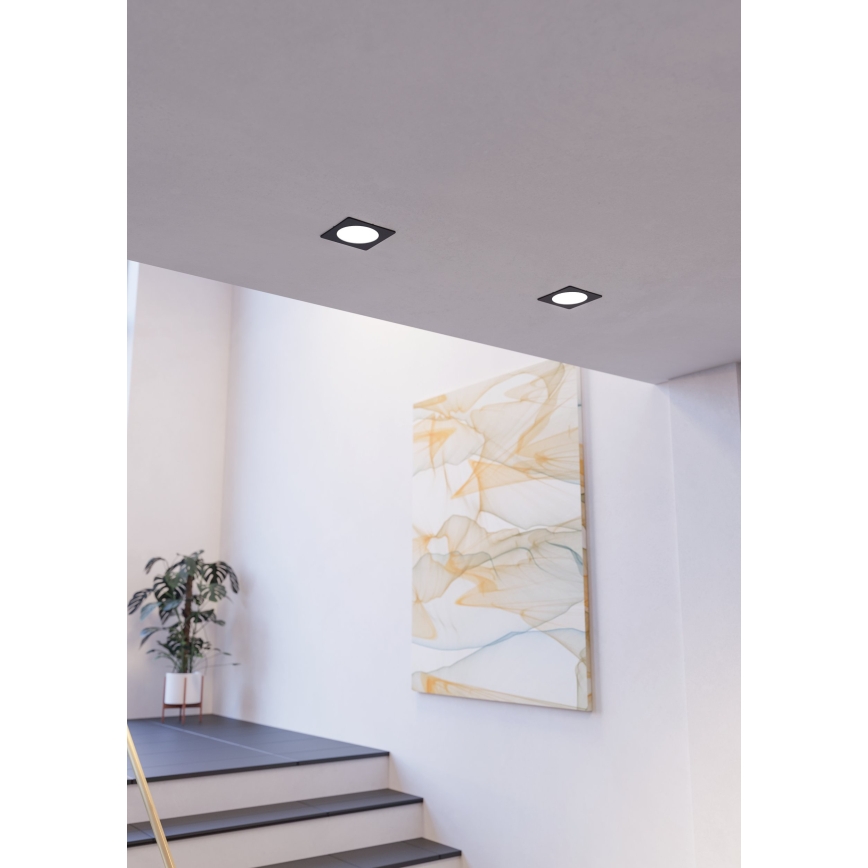 Eglo - Plafonnier encastré LED/6,3W/230V 2700/4000/6500K 11,9x11,9 cm noir