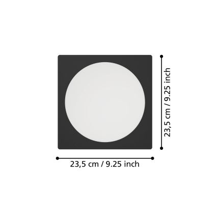 Eglo - Plafonnier encastré LED/18,5W/230V 2700/4000/6500K 21,6x21,6 cm noir