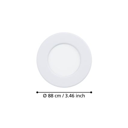 Eglo - SET 3x LED inbouwspot LED/3,7W/230V 2700/4000/6500K diam. 8,8 cm wit
