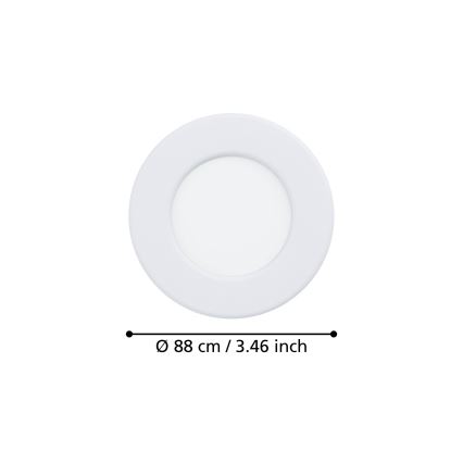 Eglo - LED-inbouwspot LED/3,7 W/230 V 2700/4000/6500 K Ø 8,8 cm wit