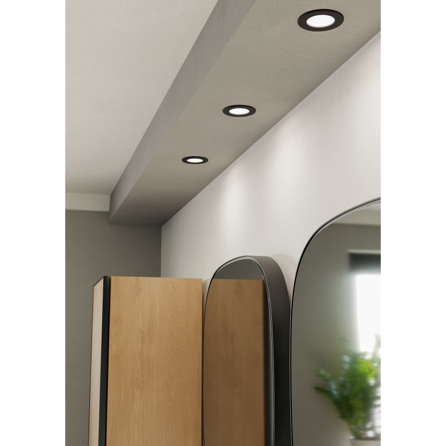 Eglo - Plafonnier encastré LED pour salle de bains LED/3,7W/230V 2700/4000/6500K diam. 8,8 cm IP44 noir