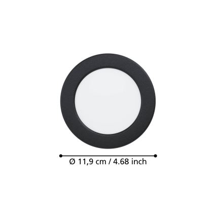 Eglo - LED inbouwspot voor badkamer LED/6,3W/230V 2700/4000/6500K Ø 11,9 cm IP44 zwart