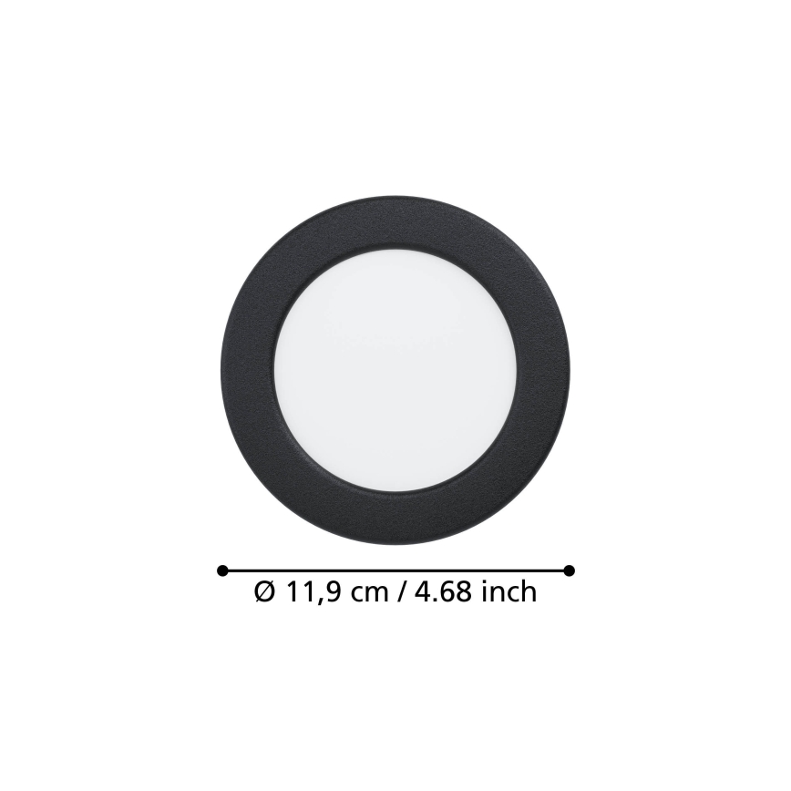 Eglo - LED inbouwspot voor badkamer LED/6,3W/230V 2700/4000/6500K Ø 11,9 cm IP44 zwart