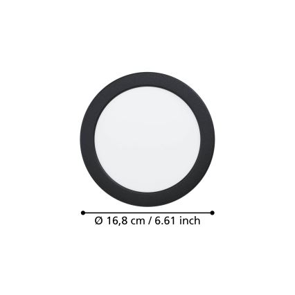 Eglo - Plafonnier encastré LED pour salle de bains LED/10,5W/230V 2700/4000/6500K Ø 16,8 cm IP44 noir