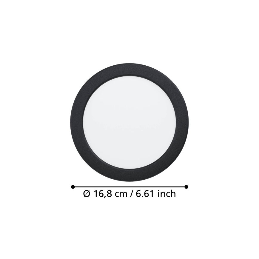 Eglo - Plafonnier encastré LED pour salle de bains LED/10,5W/230V 2700/4000/6500K Ø 16,8 cm IP44 noir