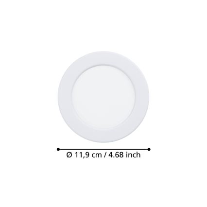 Eglo - Plafonnier encastré LED pour salle de bains, 6,3 W, 230 V, 2700/4000/6500 K (3 températures de couleur sélectionnables), diam. 11,9 cm, IP44, blanc
