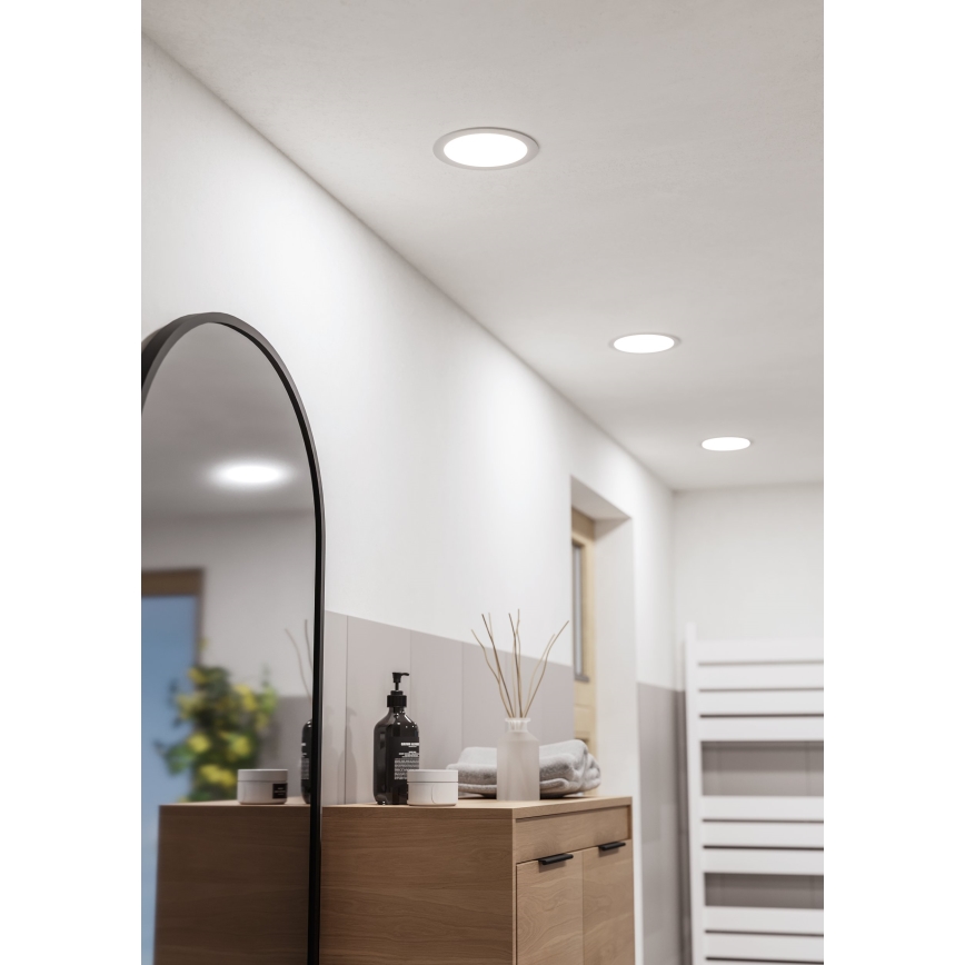 Eglo - Plafonnier LED encastré pour salle de bains LED, 10,5W/230V, 3 températures de couleur (2700/4000/6500K), Ø 16,8 cm, IP44, blanc