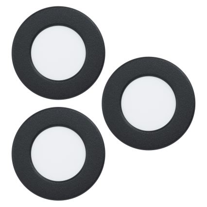 Eglo - Lot de 3 spots LED RGBW encastrables pour salle de bains, dimmables, LED 2,8 W, 230 V, 2700–6500 K, Ø 8,8 cm, IP44, noir
