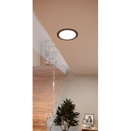 Eglo - Plafonnier encastré LED RGBW dimmable pour salle de bains, 9,5W/230V, 2700-6500K, Ø 16,8 cm, IP44, noir