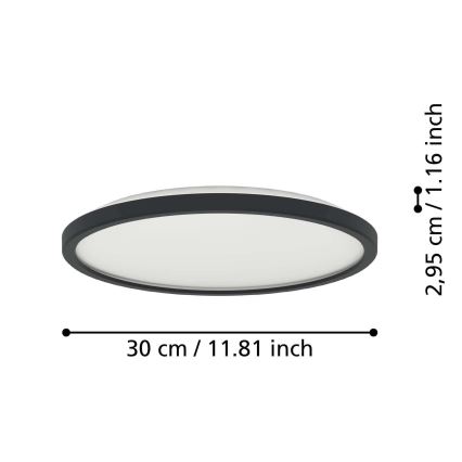 Eglo - LED Badkamer plafondlamp LED/13,9W/230V 2700/4000/6500K diameter 30 cm IP44 zwart