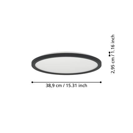 Eglo - LED Badkamer plafondlamp LED/18,5W/230V 2700K/4000K/6500K diameter 38,9 cm IP44 zwart