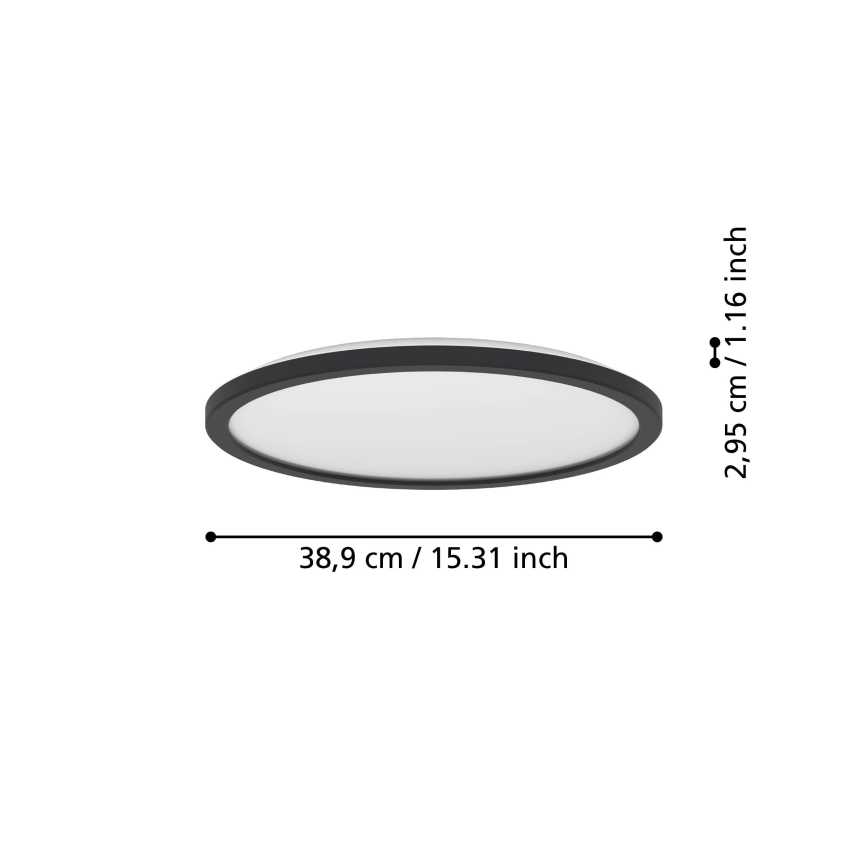 Eglo - Plafonnier salle de bain LED/18,5W/230V 2700K/4000K/6500K d. 38,9 cm IP44 noir