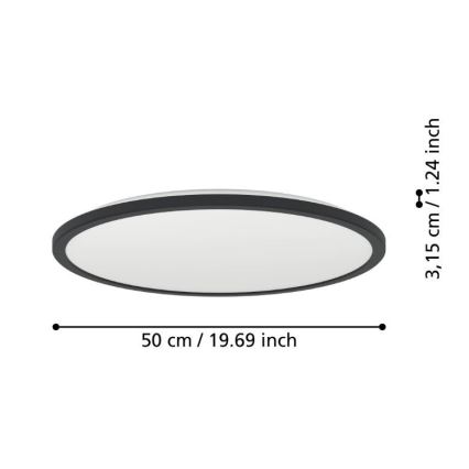Eglo - LED Badkamerplafondlamp LED/16,8W/230V 2700/4000/6500K Ø 50 cm IP44 zwart