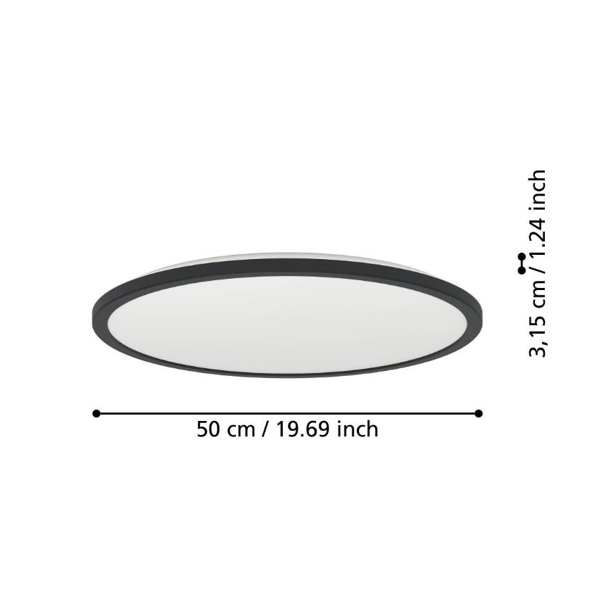 Eglo - LED Badkamerplafondlamp LED/16,8W/230V 2700/4000/6500K Ø 50 cm IP44 zwart