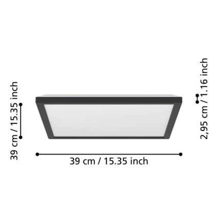 Eglo - Plafonnier extérieur LED/17,6W/230V 2700/4000/6500K 39x39 cm IP44 noir