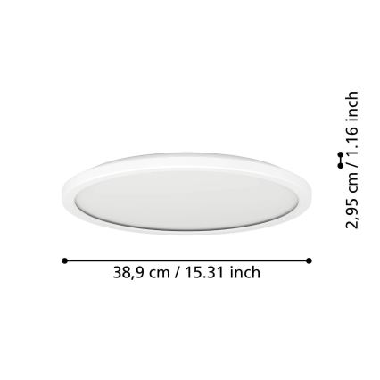 Eglo - LED Badkamer plafondlamp LED/18,5W/230V 2700/4000/6500K diameter 38,9 cm IP44 wit