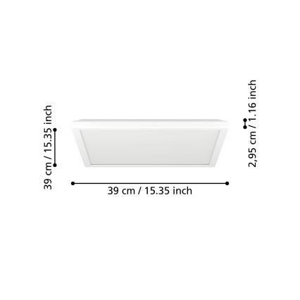 Eglo - Plafonnier salle de bain LED/17,6W/230V 2700K/4000K/6500K 39x39 cm IP44 blanc