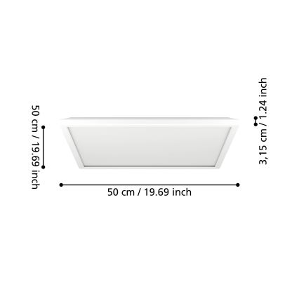 Eglo - LED Badkamer plafondlamp LED/17W/230V 2700/4000/6500K 50x50 cm IP44 wit
