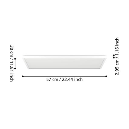 Eglo - LED Badkamer plafondlamp LED/17,2W/230V 2700/4000/6500K 30x57 cm IP44 wit