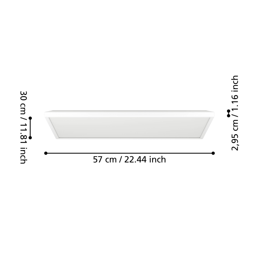 Eglo - LED Badkamer plafondlamp LED/17,2W/230V 2700/4000/6500K 30x57 cm IP44 wit