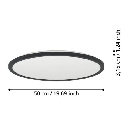 Eglo - LED Dimbare badkamer plafondverlichting LED/16,8W/230V 2700-6500K diameter 50 cm IP44 zwart + afstandsbediening
