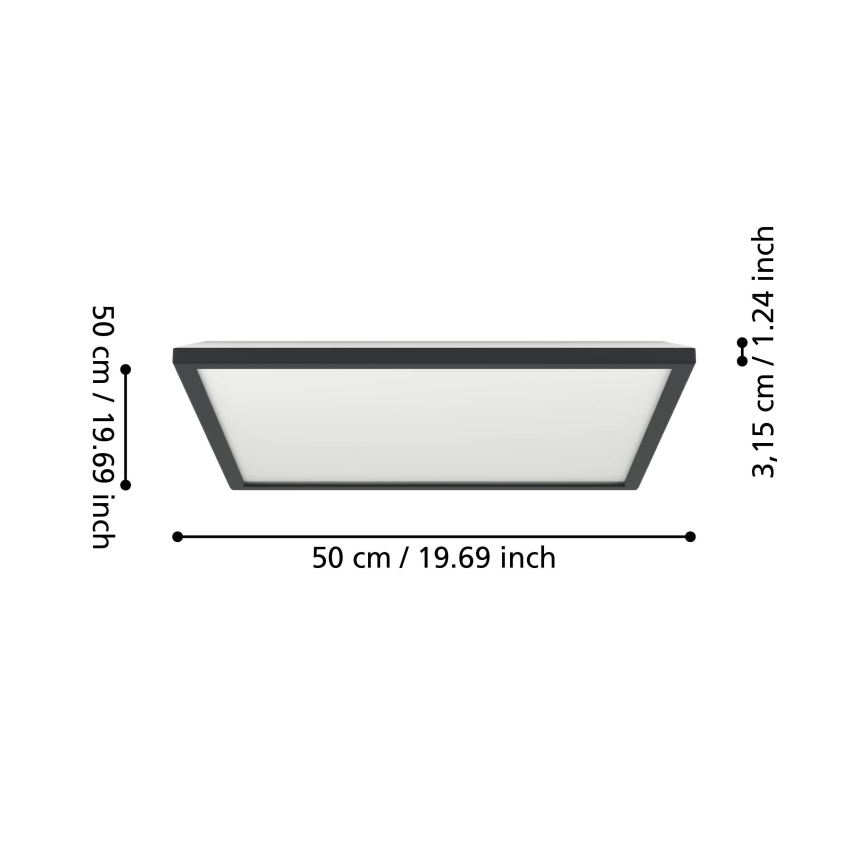 Eglo 901457 - LED Dimbare badkamer plafondverlichting LED/17W/230V 2700-6500K 50x50 cm IP44 zwart + afstandsbediening