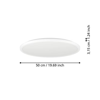 Eglo - LED Dimbare badkamer plafondverlichting LED/16,8W/230V 2700-6500K pr.50 cm IP44 wit + afstandsbediening