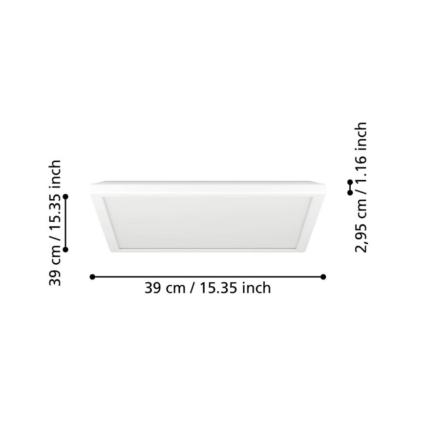 Eglo - LED Dimbare badkamer plafondverlichting LED/17,6W/230V 2700-6500K 39x39 cm IP44 wit + afstandsbediening
