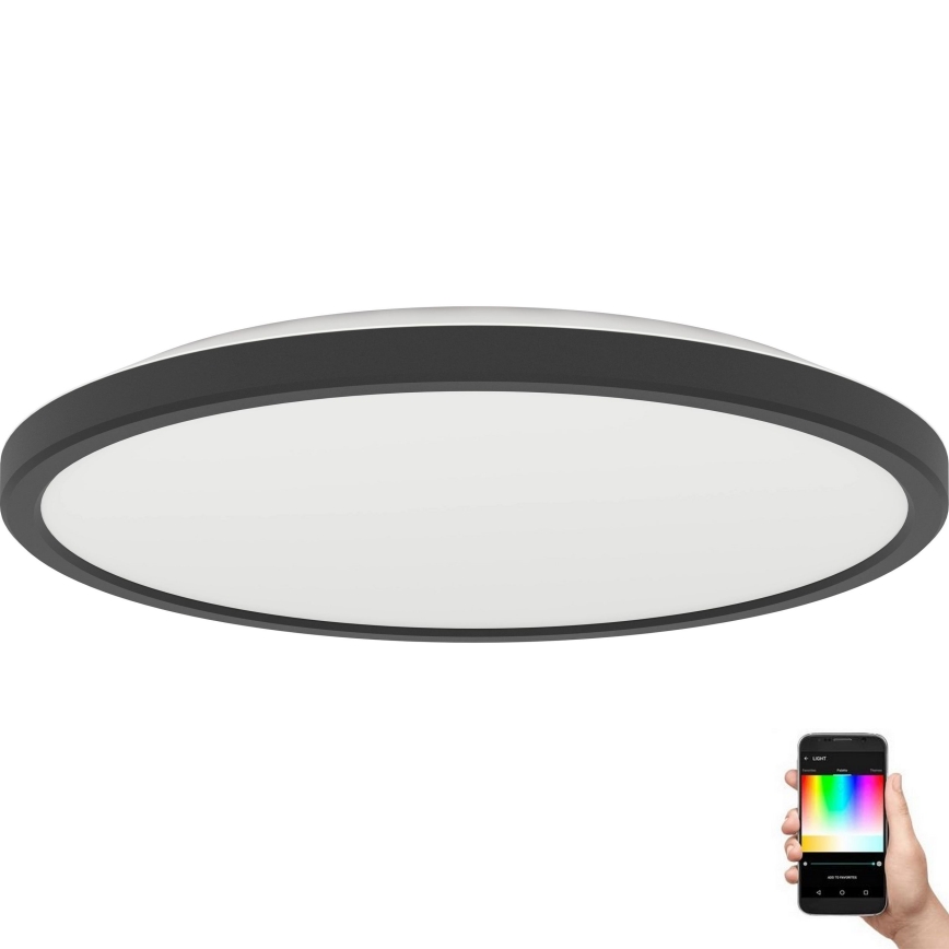 Eglo - LED RGBW Dimbare badkamer plafondlamp LED/13,9W/230V 2700-6500K diameter 30 cm IP44 zwart ZigBee