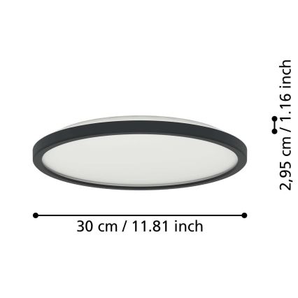 Eglo - LED RGBW Dimbare badkamer plafondlamp LED/13,9W/230V 2700-6500K diameter 30 cm IP44 zwart ZigBee