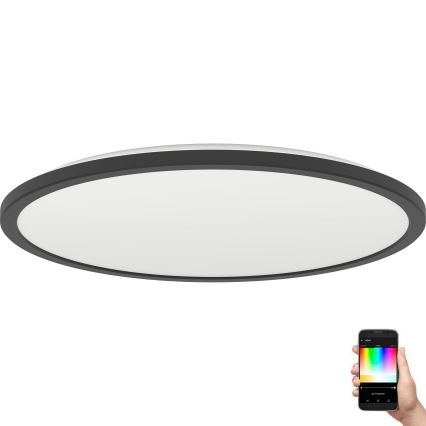 Eglo - LED RGBW Dimbare badkamer plafondlamp LED/16,8W/230V 2700-6500K diameter 50 cm IP44 zwart ZigBee