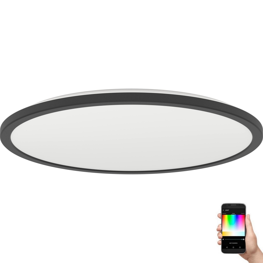 Eglo - LED RGBW Dimbare badkamer plafondlamp LED/16,8W/230V 2700-6500K diameter 50 cm IP44 zwart ZigBee