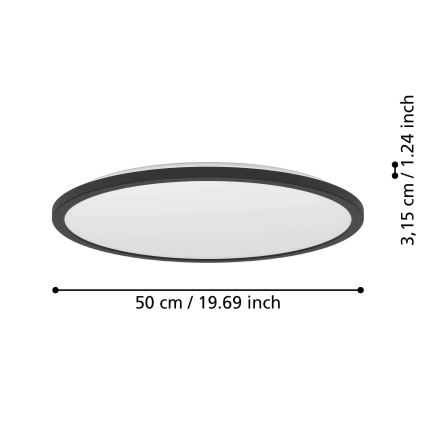 Eglo - LED RGBW Dimbare badkamer plafondlamp LED/16,8W/230V 2700-6500K diameter 50 cm IP44 zwart ZigBee