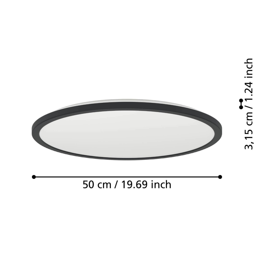 Eglo - LED RGBW Dimbare badkamer plafondlamp LED/16,8W/230V 2700-6500K diameter 50 cm IP44 zwart ZigBee
