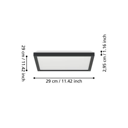 Eglo - LED RGBW Dimbare badkamer plafondlamp LED/13,4W/230V 2700-6500K 29x29 cm IP44 zwart