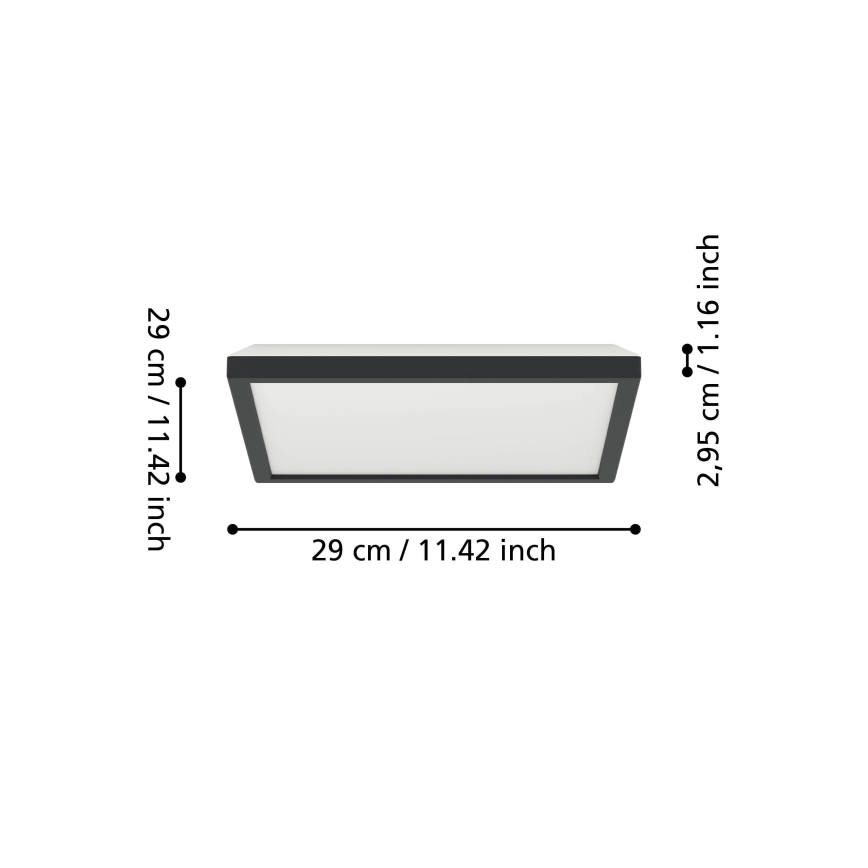 Eglo - LED RGBW Dimbare badkamer plafondlamp LED/13,4W/230V 2700-6500K 29x29 cm IP44 zwart