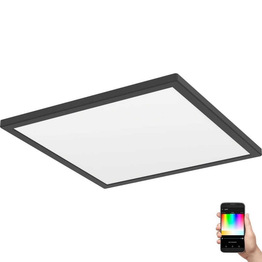 Eglo - Plafonnier extérieur RGBW à intensité variable LED/17,6W/230V 2700-6500K 39x39 cm IP44 noir ZigBee