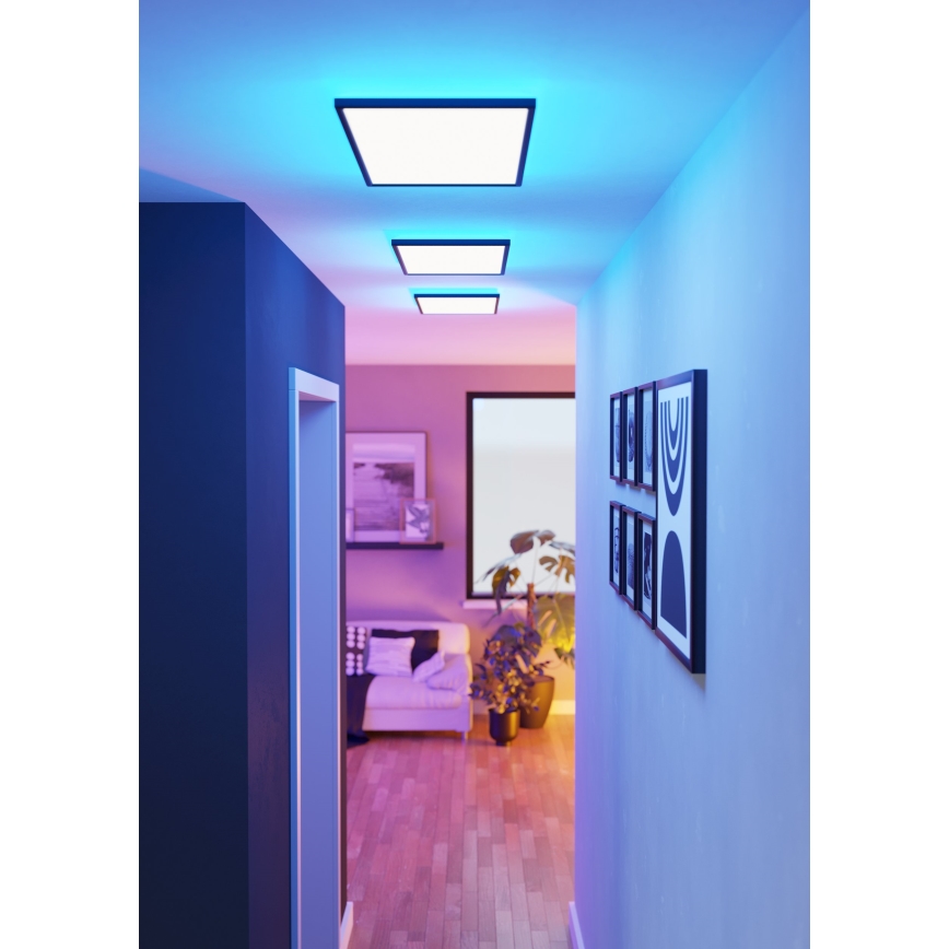 Eglo - LED RGBW Dimbare badkamer plafondlamp LED/17,2W/230V 2700-6500K 30x57cm IP44 zwart ZigBee