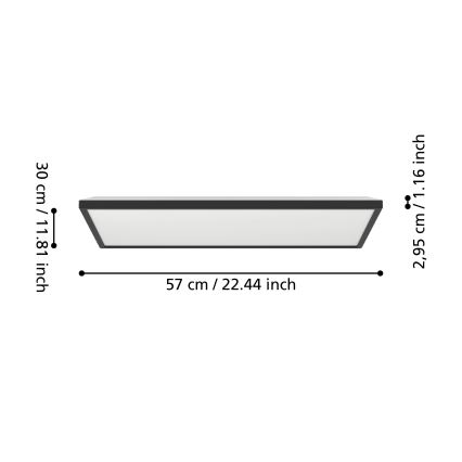 Eglo - LED RGBW Dimbare badkamer plafondlamp LED/17,2W/230V 2700-6500K 30x57cm IP44 zwart ZigBee