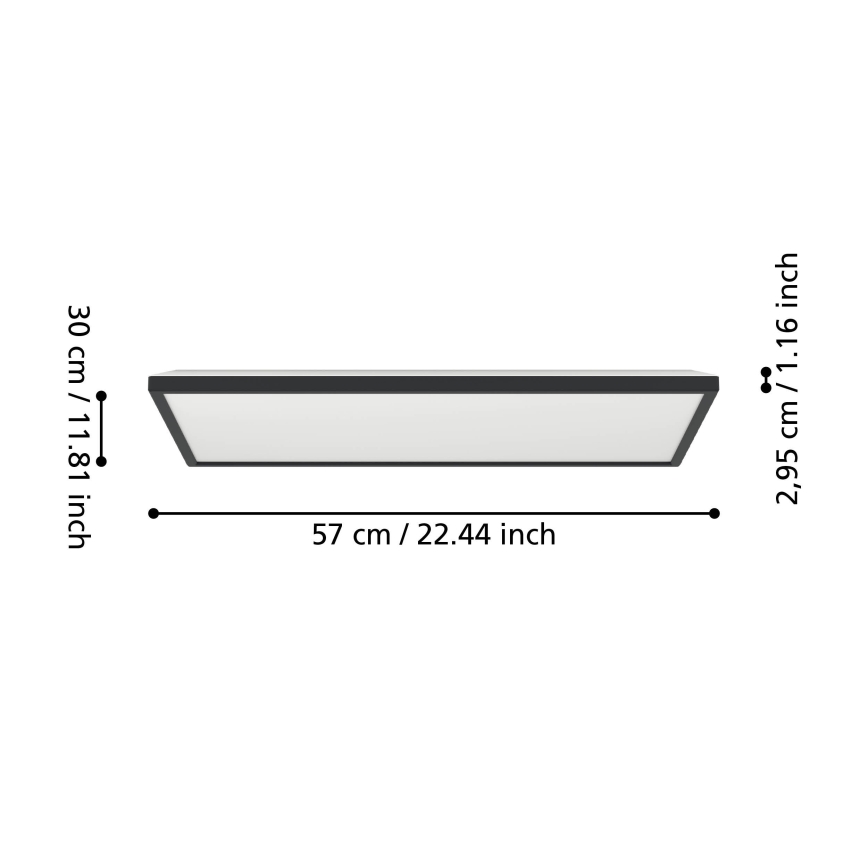 Eglo - LED RGBW Dimbare badkamer plafondlamp LED/17,2W/230V 2700-6500K 30x57cm IP44 zwart ZigBee