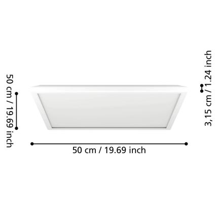 Eglo - LED RGBW Dimbare badkamer plafondlamp LED/17W/230V 2700-6500K 50x50 cm IP44 wit ZigBee
