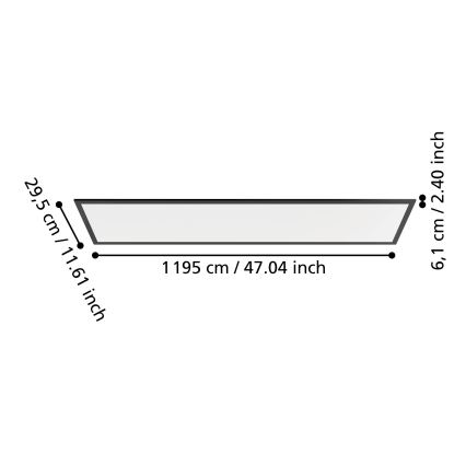 Eglo - Panneau LED en saillie LED/33W/230V 2700/4000/6500K 120x30 cm noir