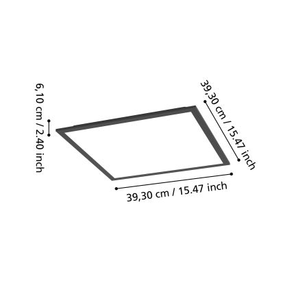 Eglo - Plafonnier LED RGBW dimmable LED/19W/230V 2700-6500K 40x40 cm noir