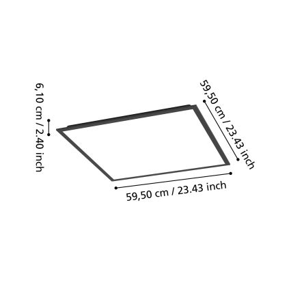 Eglo - Panneau LED RGBW dimmable en saillie LED/33W/230V 2700-6500K 60x60 cm noir