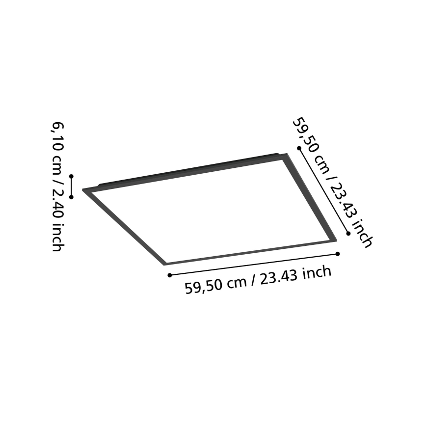 Eglo - Panneau LED RGBW dimmable en saillie LED/33W/230V 2700-6500K 60x60 cm noir