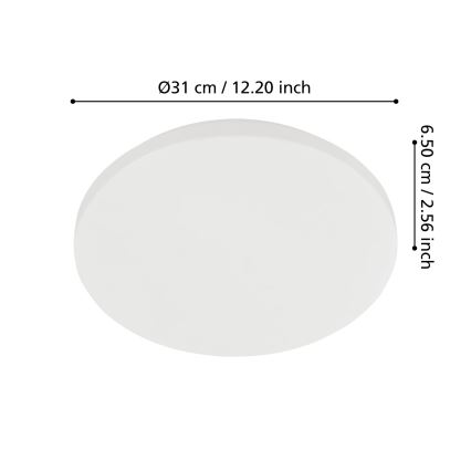 Eglo - Plafonnier LED pour salle de bains, 18 W, 230 V, Ø 31 cm, IP54, blanc