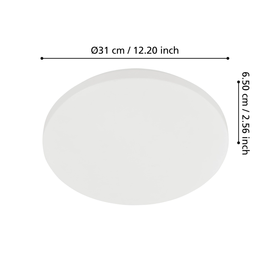 Eglo - Plafonnier LED pour salle de bains, 18 W, 230 V, Ø 31 cm, IP54, blanc