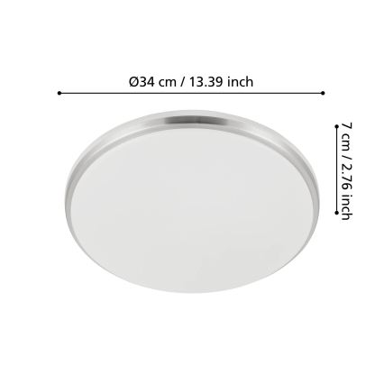 Eglo - LED plafondlamp voor badkamer LED/18W/230V 3000/4000/6500K IP54 mat chroom