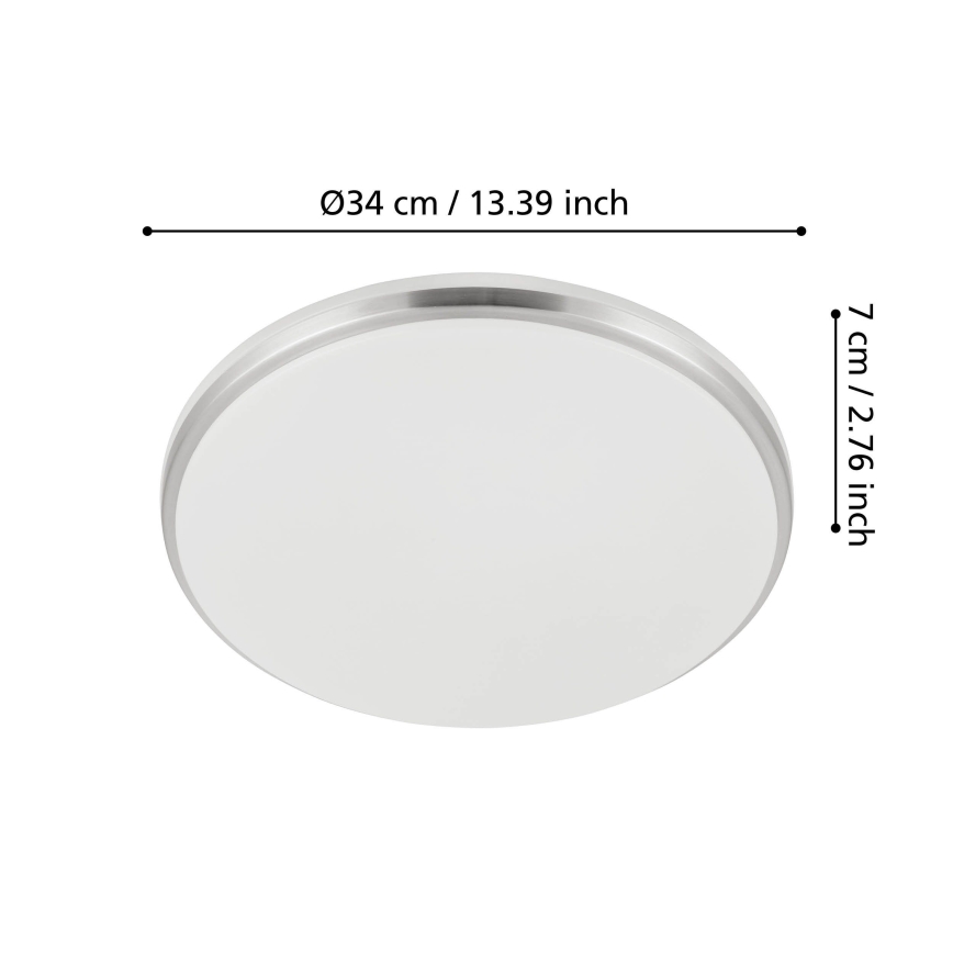 Eglo - LED plafondlamp voor badkamer LED/18W/230V 3000/4000/6500K IP54 mat chroom